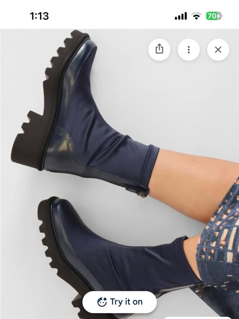 Women’s Navy Lace Up Boots – Chunky Lug Sole